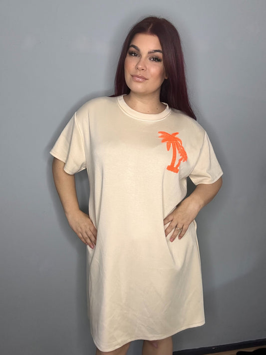Palmboom jurk orange