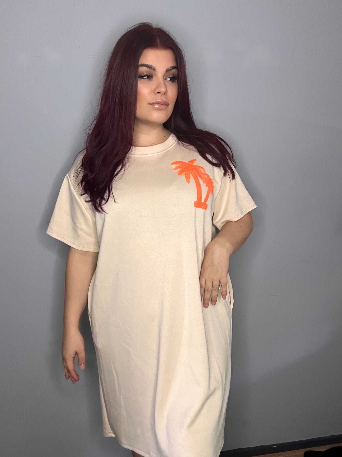 Palmboom jurk orange